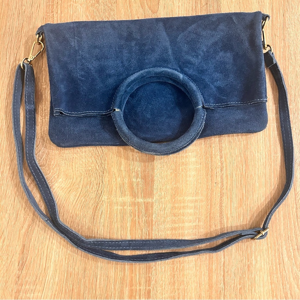 Oh My Bag main suede CHARLOTTE Blue denim real suede leather like new - Picture 3 of 10